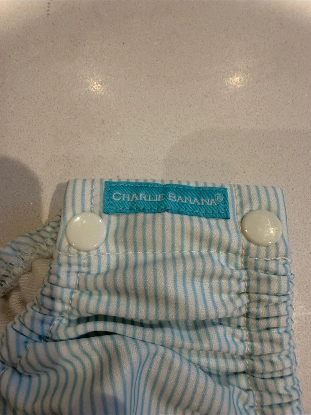 Charlie Banana Light Blue & White Striped Swim Diaper Cover